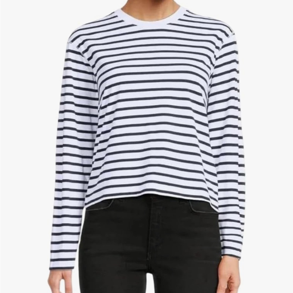 ATM Anthony Thomas Melillo Black and White Striped Long Sleeve Tee